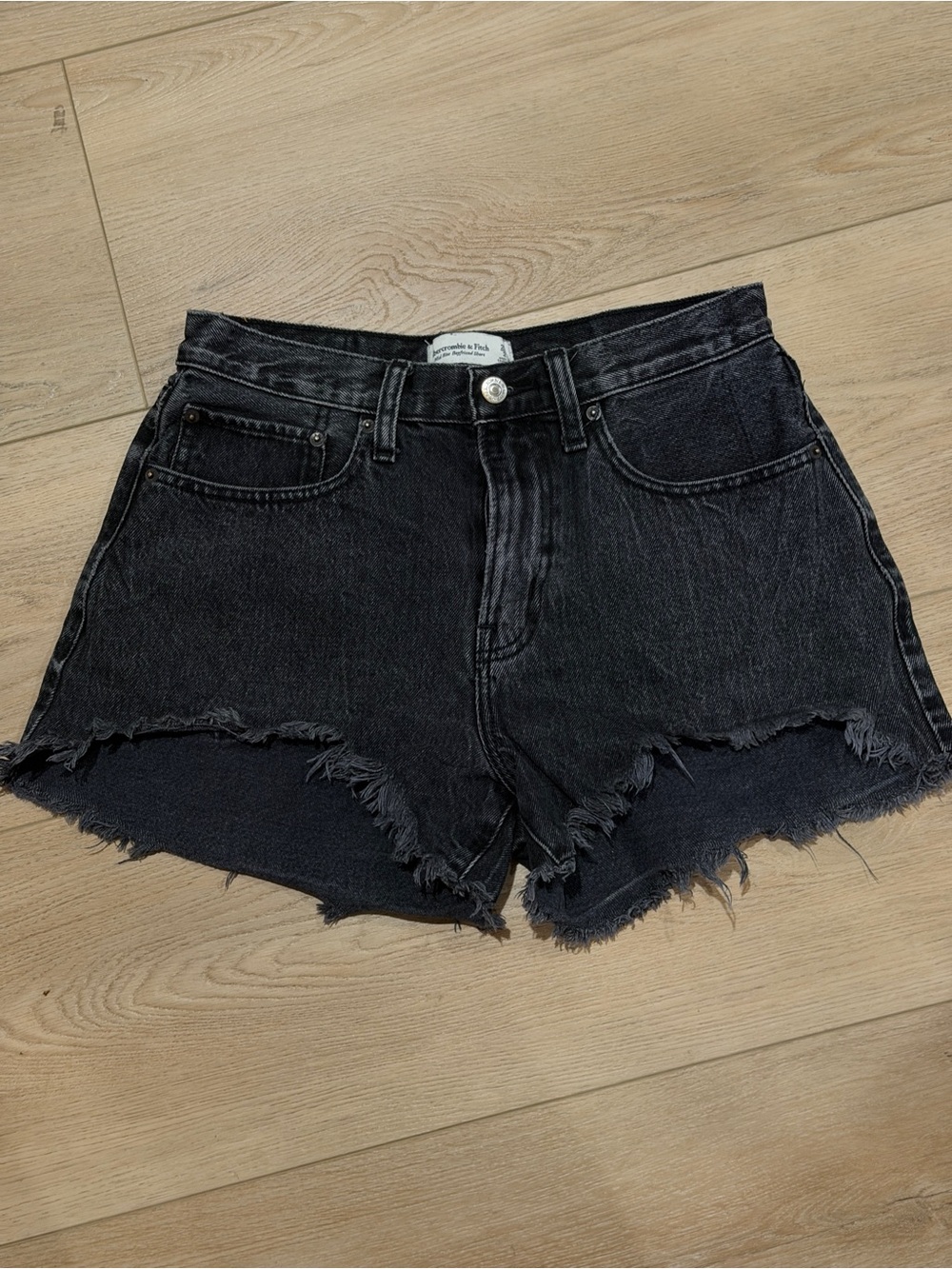 Abercrombie & Fitch Black Distressed Cutoff Denim Shorts